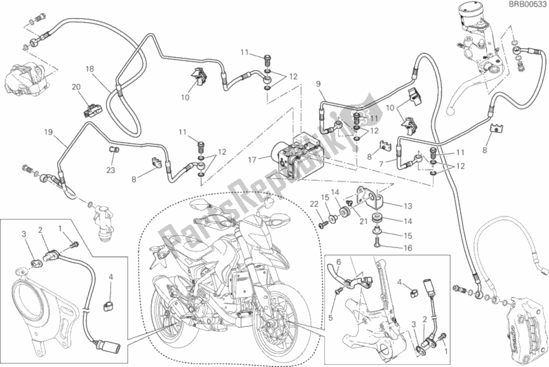 Tutte le parti per il Sistema Di Frenatura Antibloccaggio (abs) del Ducati Hypermotard 939 SP 2017